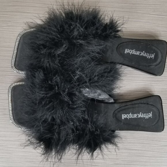 Jeffrey Campbell Acelynn Faux Fur Slides, Black, Women’s Size 9 M - Picture 5 of 6